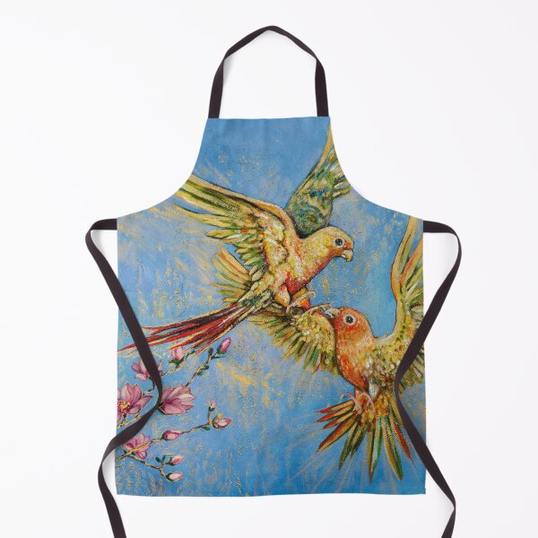 Item preview, Birds in Love Painting Magnolia Spring Blossom Yellow Parrots designed and sold by NinoPonditerra.
