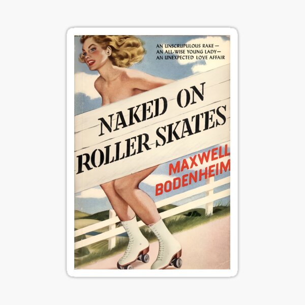 Item preview, Naked on roller skates pulp fiction cover designed and sold by ThePostcardShop.