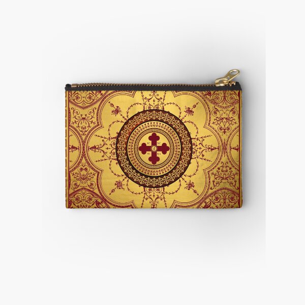 Item preview, Greek Orthodox Cross Ornate Maroon Gold Circle ICXC NIKA designed and sold by Yiorgos Designs.
