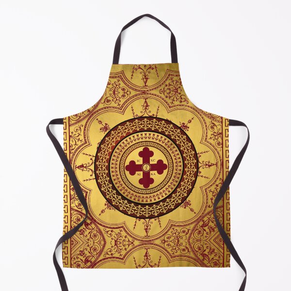 Item preview, Greek Orthodox Cross Ornate Maroon Gold Circle ICXC NIKA designed and sold by Yiorgos Designs.