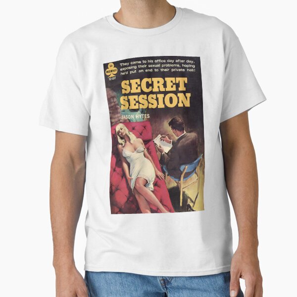 Vista previa del artículo con la obra «Portada de la novela pulp Sesión secreta», diseñado y vendido por ThePostcardShop.