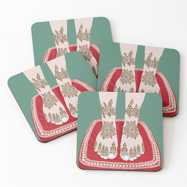Item preview, Henna feet on a red pillow designed and sold by HennaArtista.