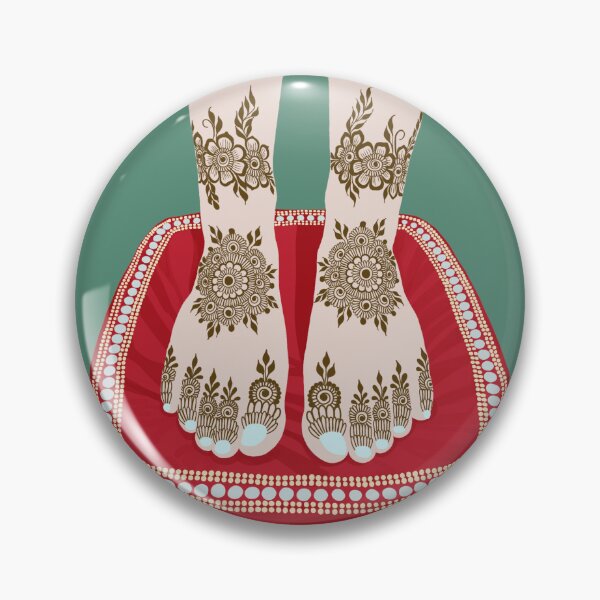 Item preview, Henna feet on a red pillow designed and sold by HennaArtista.