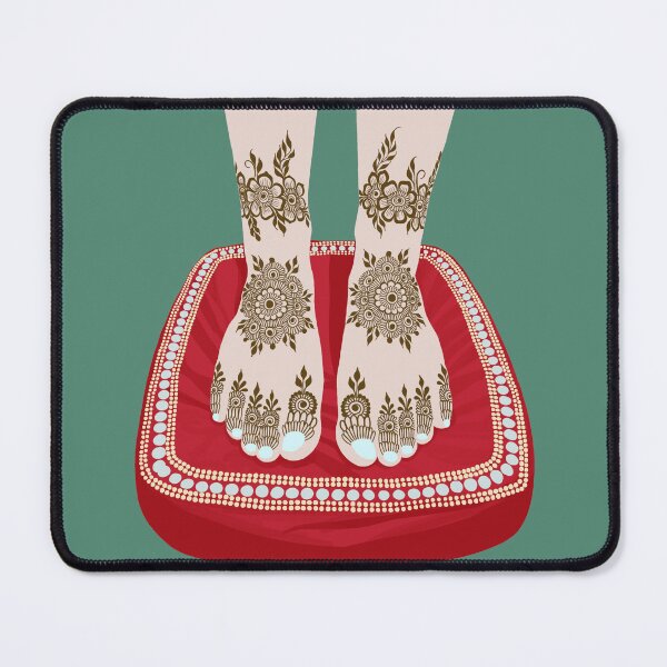 Item preview, Henna feet on a red pillow designed and sold by HennaArtista.