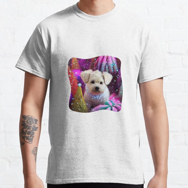 dog portrait at christmas with fantastic colors Classic T-Shirt