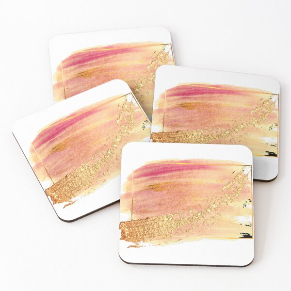Item preview, Abstract Watercolor Pink And Gold Brushstroke In Gold Frame designed and sold by branaghbel.