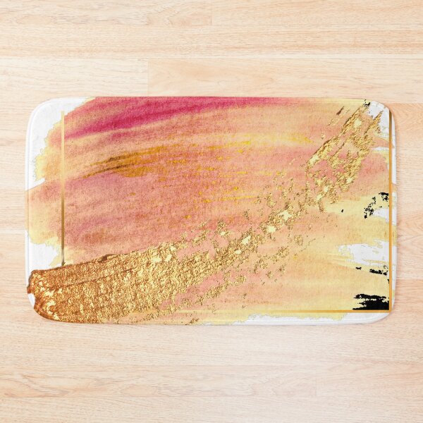 Item preview, Abstract Watercolor Pink And Gold Brushstroke In Gold Frame designed and sold by branaghbel.