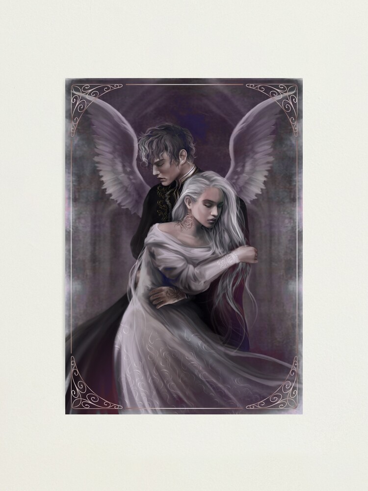 Small fantasy drawing / Angel and Dragon / outlet Tarot Temperance Interpretation / Deep mystical wall art / Present idea / Couple / Love / Soul