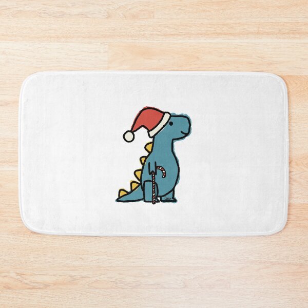 Artikelvorschau, Dino Weihnachten (gelb blau, weißer Hintergrund) entworfen und verkauft von MentaLee.