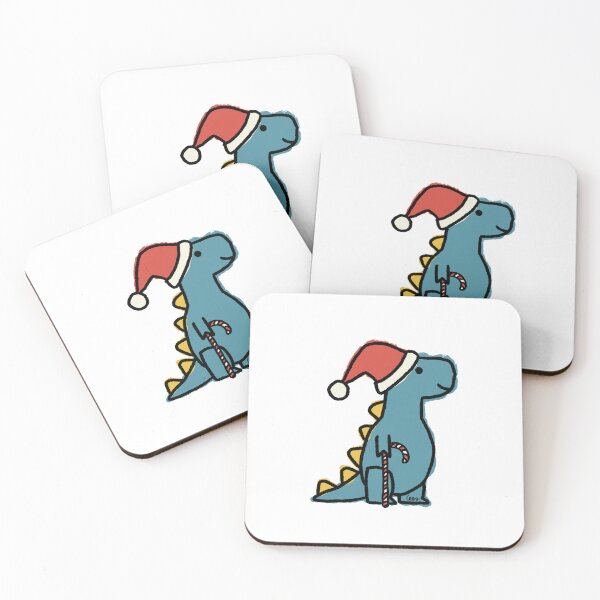 Item preview, Dino Christmas (yellow blue, white background) designed and sold by MentaLee.