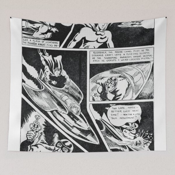 Item preview, Black and white vintage comics space battle scene designed and sold by spinolator.