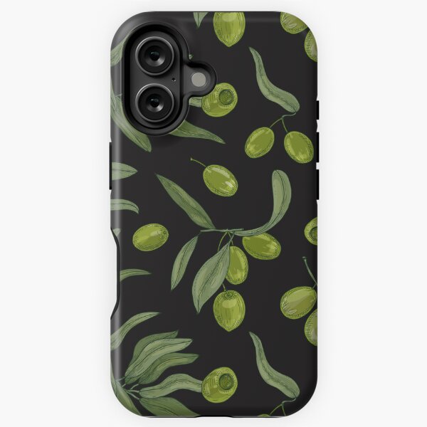 Item preview, Green Olives with Leaves on Black Pattern designed and sold by silviaol.