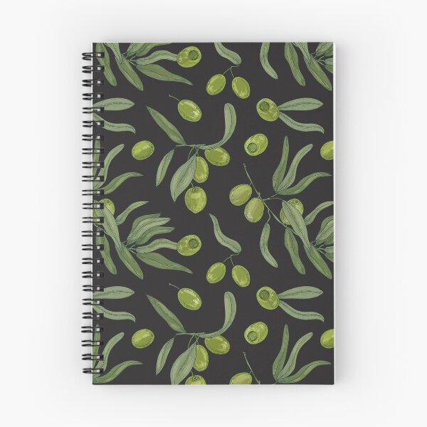 Item preview, Green Olives with Leaves on Black Pattern designed and sold by silviaol.