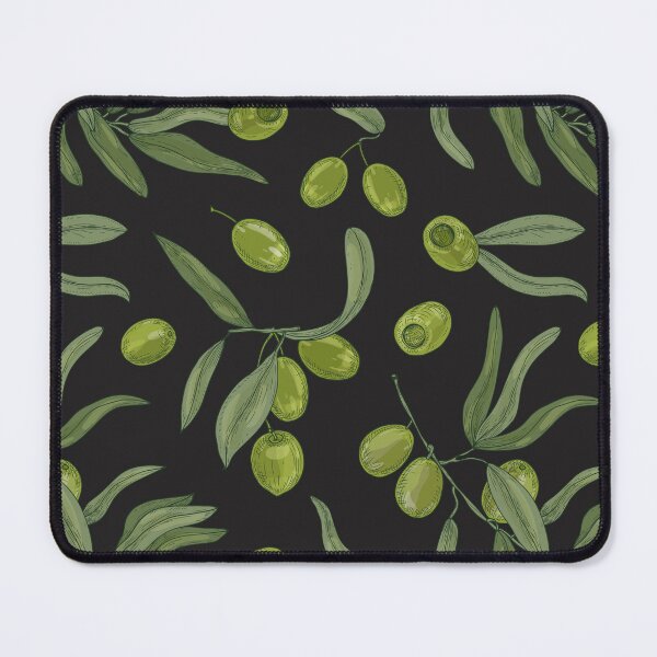 Item preview, Green Olives with Leaves on Black Pattern designed and sold by silviaol.