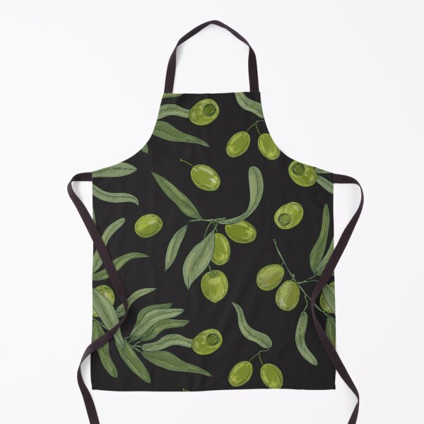 Item preview, Green Olives with Leaves on Black Pattern designed and sold by silviaol.