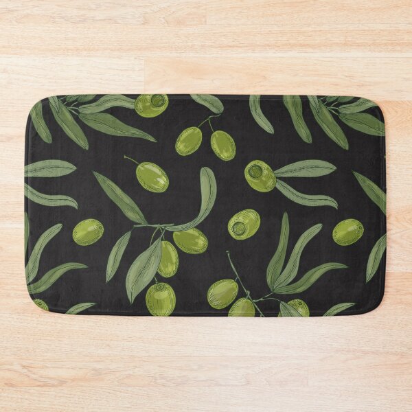 Item preview, Green Olives with Leaves on Black Pattern designed and sold by silviaol.