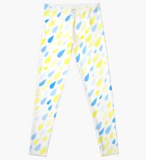 Rainy Day Pattern. Blue and yellow on white Leggings