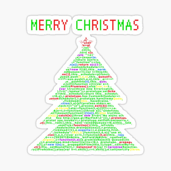 "Christmas tree code, javascript code christmas." Sticker for Sale by T