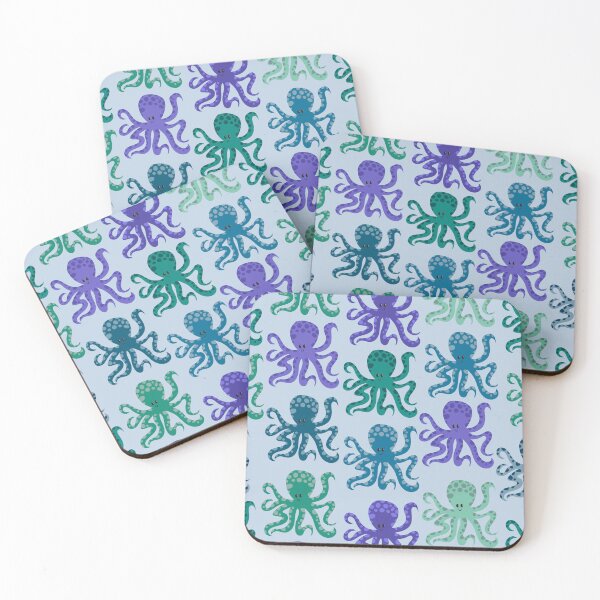 Item preview, A Consortium of Octopuses - light blue background designed and sold by Shiny Happy World.