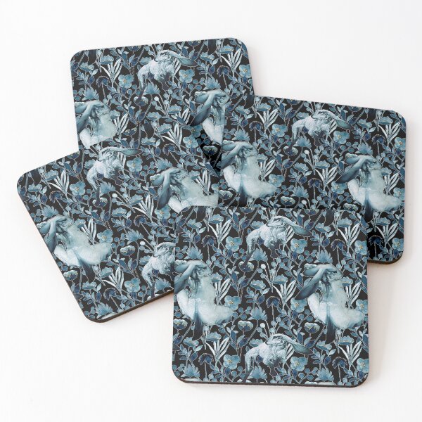 Item preview, Jackrabbit and blue and gold botanical print  designed and sold by Corinne Alexa Jackson.