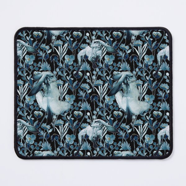 Item preview, Jackrabbit and blue and gold botanical print designed and sold by Corinne Alexa Jackson.