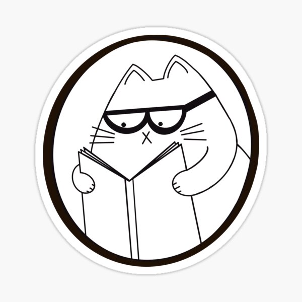 Book cat, black and white  Sticker