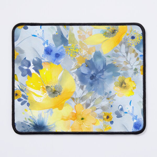 Item preview, Blue and Yellow Pastel Loose Watercolor Flower Pattern designed and sold by ClairesPatterns.
