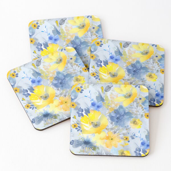 Item preview, Blue and Yellow Pastel Loose Watercolor Flower Pattern  designed and sold by ClairesPatterns.
