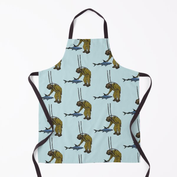 Item preview, Vintage Diver with Diving Helmet Petting a Shark Underwater URM designed and sold by urmaddad.