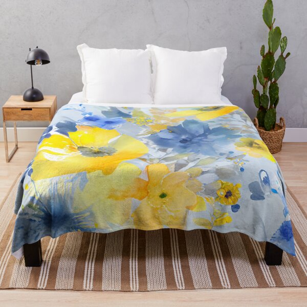 Item preview, Blue and Yellow Pastel Loose Watercolor Flower Pattern designed and sold by ClairesPatterns.