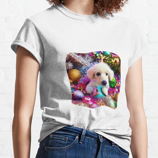 dog portrait at christmas with fantastic colors Classic T-Shirt