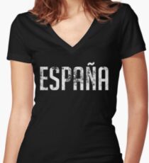 España Soccer Spanish Futbol T-Shirt Women's Fitted V-Neck T-Shirt