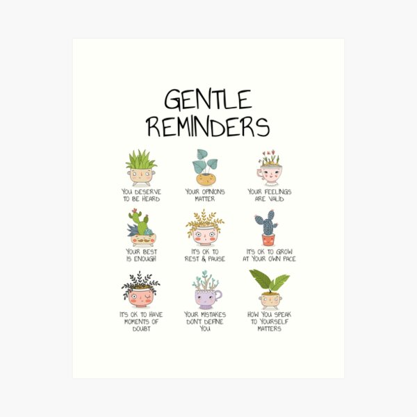 Item preview, Gentle Reminders Positive Affirmations Mental Health Wellbeing Art Therapy Office School Counselor Self-Love Self-Compassion Self-Kindness designed and sold by Therapy Tools For All.
