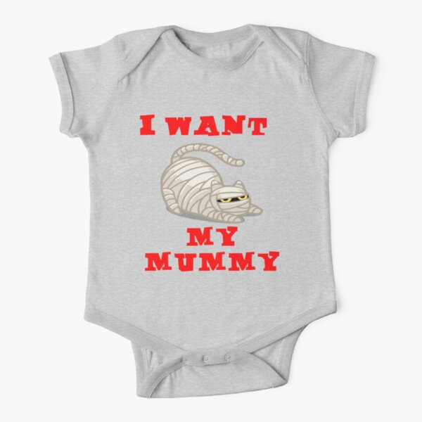 Cute Halloween Mummy Cat for Babies and Kids! Short Sleeve Baby One-Piece