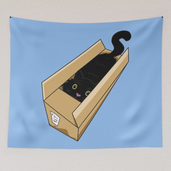 Item preview, Black Cat Hiding In Box - Cute Cat designed and sold by mikeymadness.