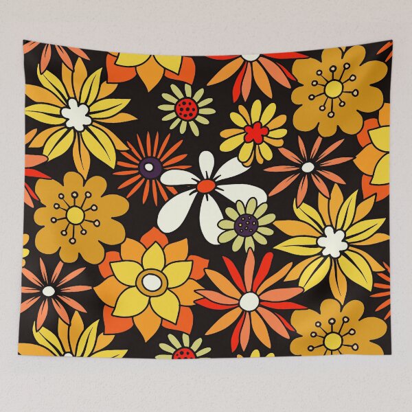 Item preview, Retro 1960's Orange, Yellow And Red Flower Pattern designed and sold by DEC02.
