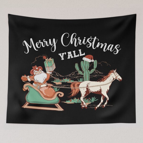 Item preview, Merry Christmas Yall - Cute Western Santa Sleigh Desert Scene designed and sold by handsoftime2020.