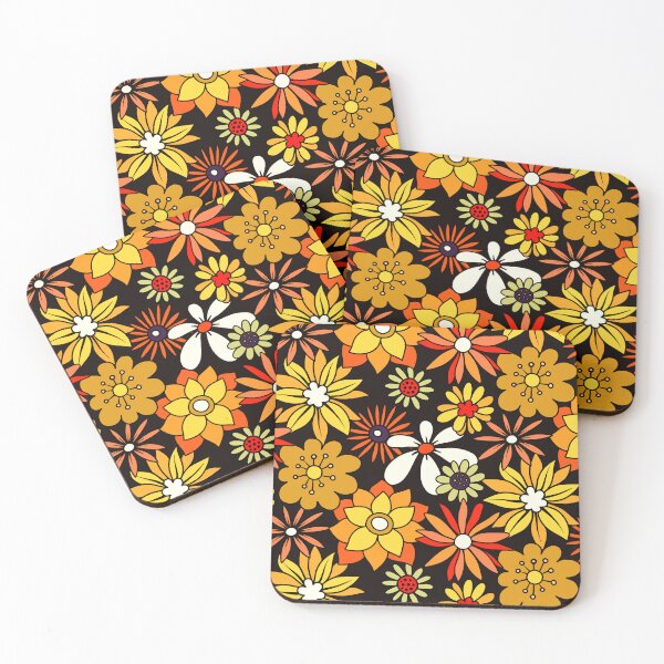 Item preview, Retro 1960's Orange, Yellow And Red Flower Pattern designed and sold by DEC02.
