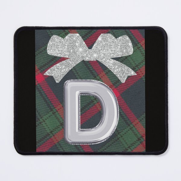 Item preview, Glorious Red and Green Plaid with Glittering Bow and Puff Initial-D designed and sold by SunMoonBeyond.