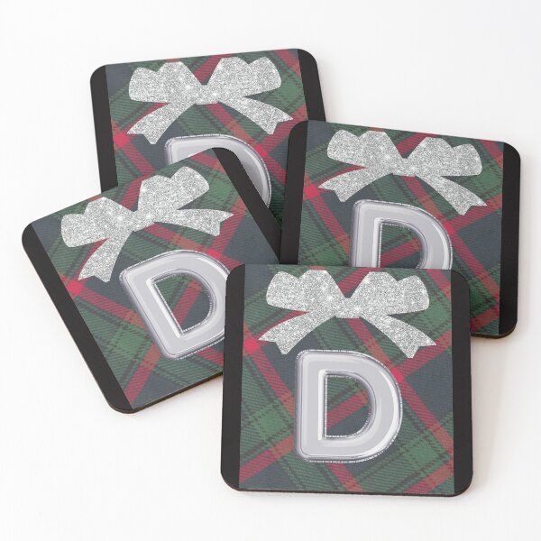 Item preview, Glorious Red and Green Plaid with  Glittering Bow and Puff Initial-D designed and sold by SunMoonBeyond.