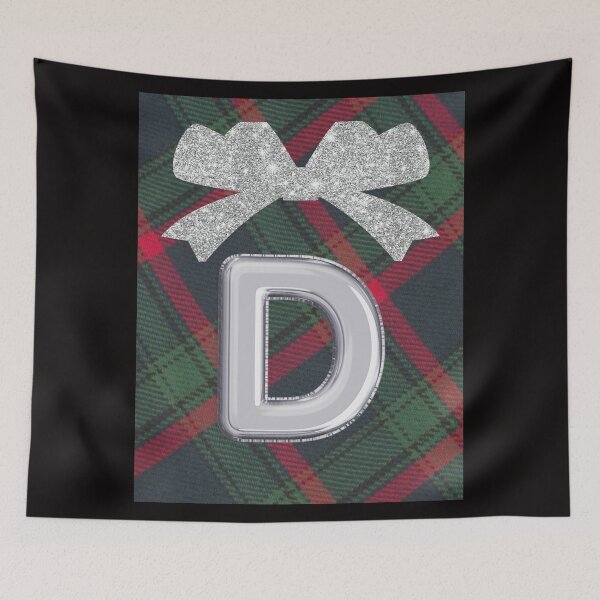 Item preview, Glorious Red and Green Plaid with  Glittering Bow and Puff Initial-D designed and sold by SunMoonBeyond.