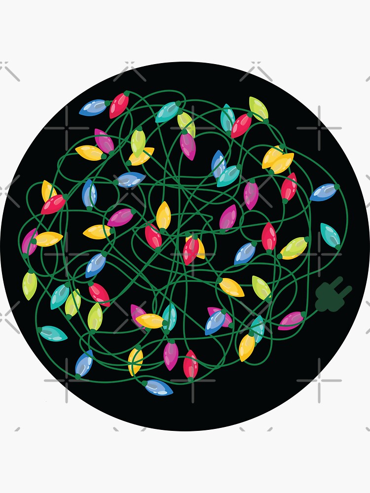 "Tangled Christmas lights, Funny Christmas theme" Sticker for Sale by