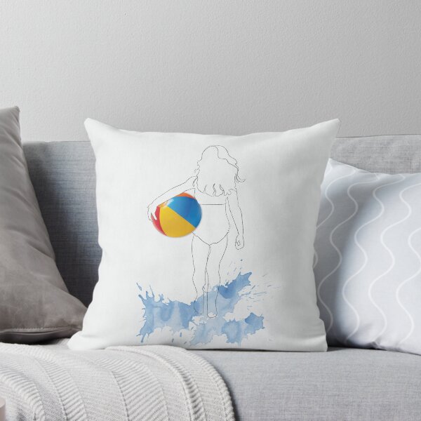 Item preview, Dreamy Drawing girl on beach with ball designed and sold by StudioRenate.