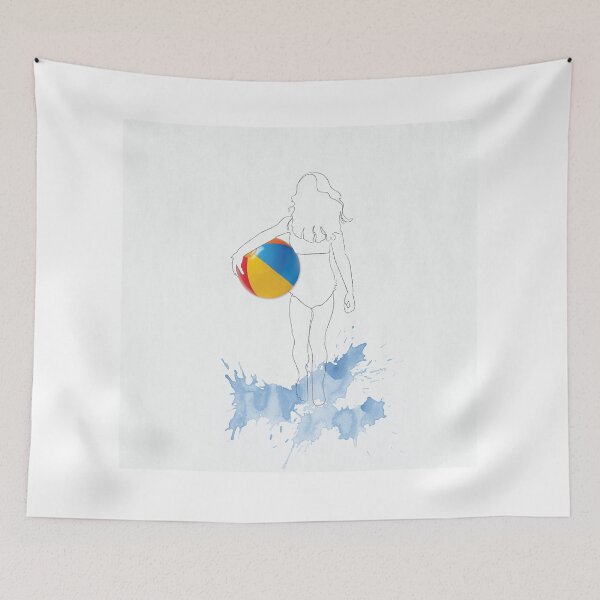Item preview, Dreamy Drawing girl on beach with ball designed and sold by StudioRenate.