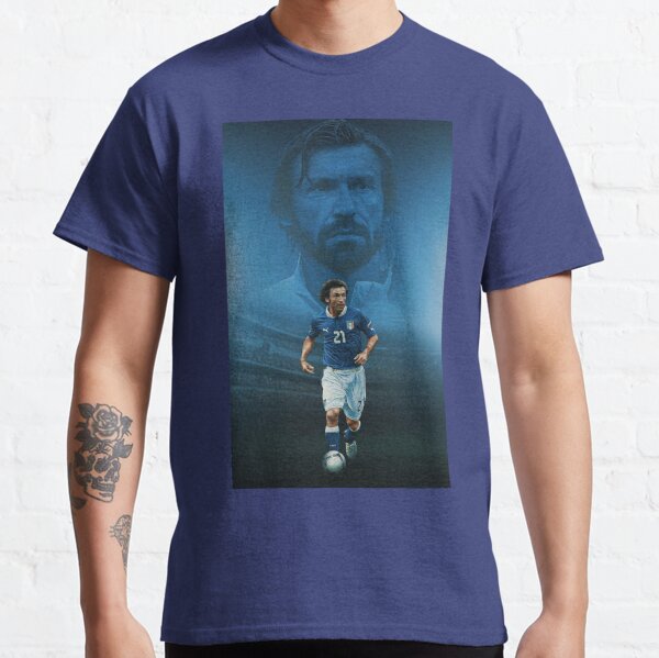 Andrea Pirlo 21 Italy Football Ringer T-shirt Royal/white 