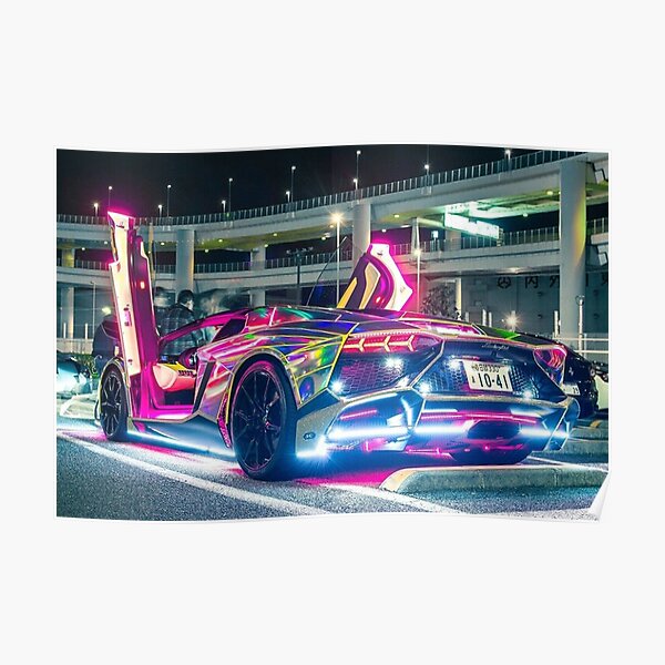 Neon-Lamborghini-Licht Poster