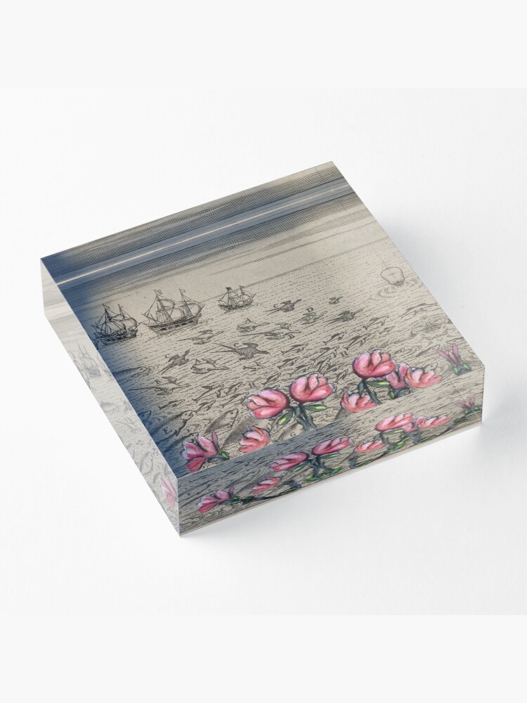 Alternate view of Woman Watching Sea Creatures Acrylic Block