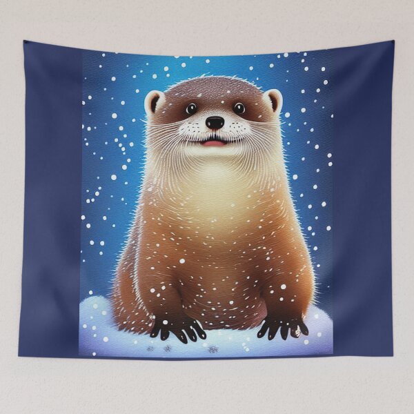 Item preview, Cute chubby otter, winter scene designed and sold by i-cottagedesign.