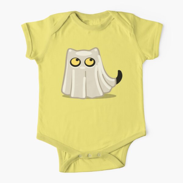 Cute Ghost Cat for Babies and Kids! Short Sleeve Baby One-Piece