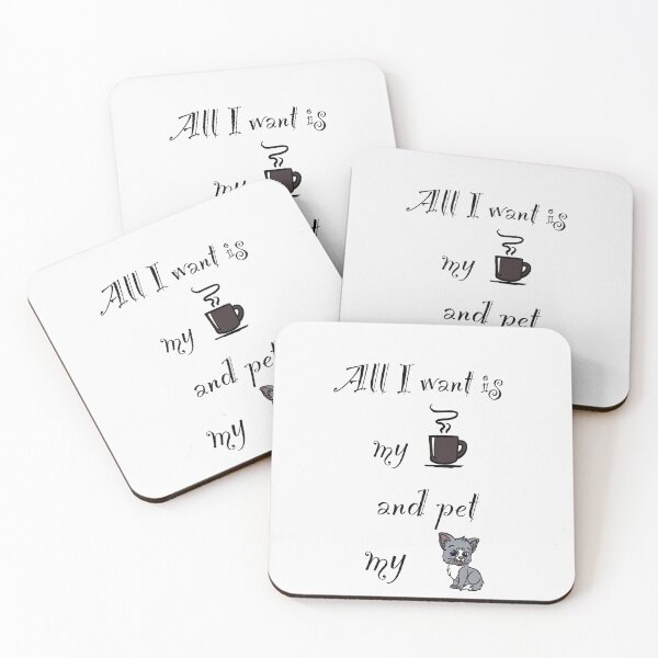 Aperçu de l'œuvre Tout ce que je veux, c'est mon café et caresser mon chat créée et vendue par RTMTSHIRTS.